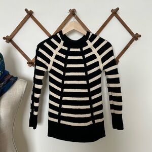 Marc By Marc Jacobs Black and White Striped Crew Neck Sweater